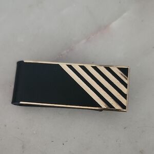 Gold Tone & Black Striped Money Clip